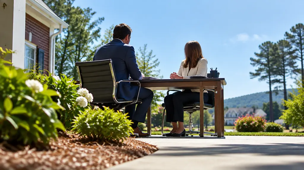 An attorney meeting a client across a desk in Fort Mill, SC