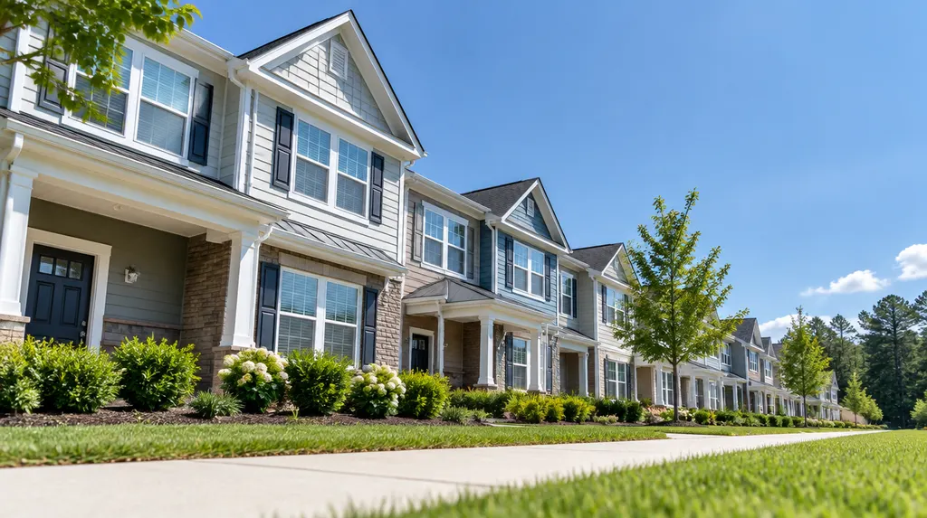 A neat row of rental townhomes in Fort Mill, SC