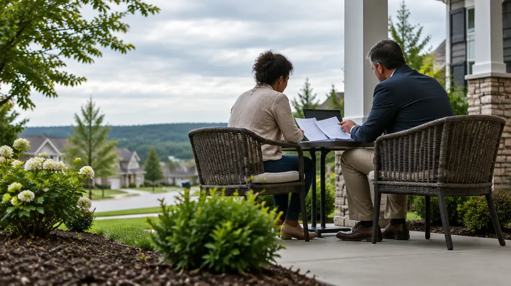 A tax preparer reviewing documents with a client in Fort Mill, SC