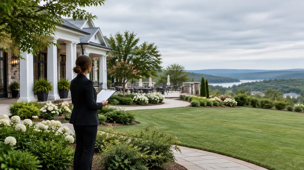 A planner holding a clipboard at an elegant venue in Fort Mill, SC
