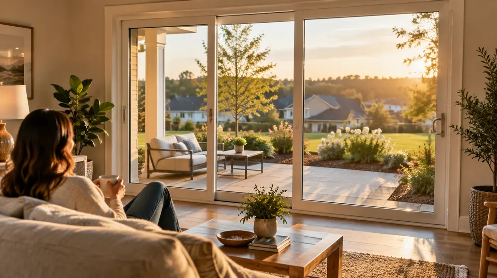 A bright room with new sliding patio doors in Fort Mill, SC