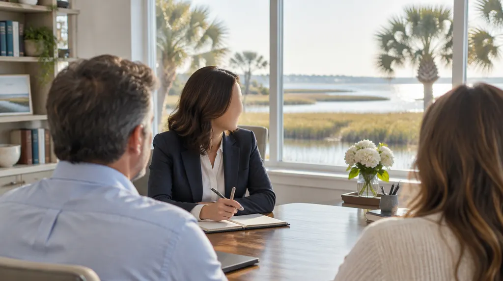 A family lawyer in a calm, bright office in Goose Creek, SC