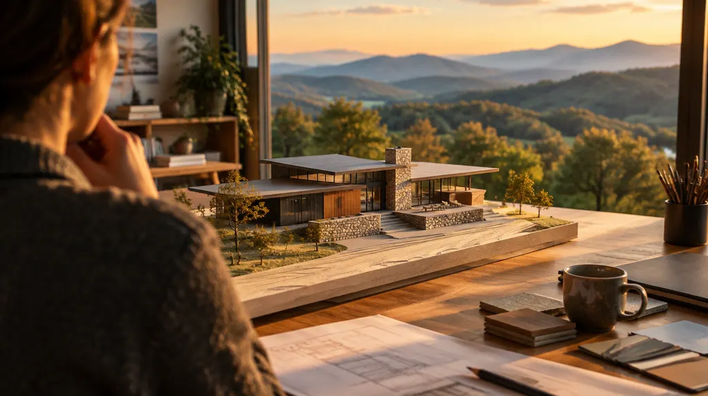 A scale model of a modern house in a studio in Greenville, SC
