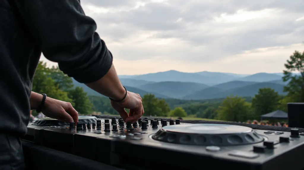 A DJ mixing on decks at an event in Greenville, SC