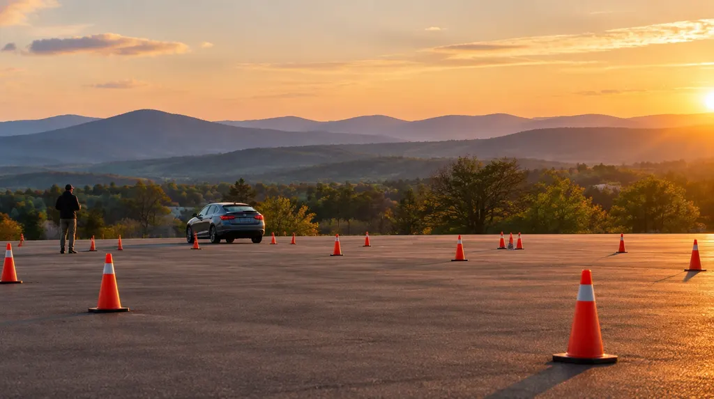 Traffic cones on a practice lot in Greenville, SC