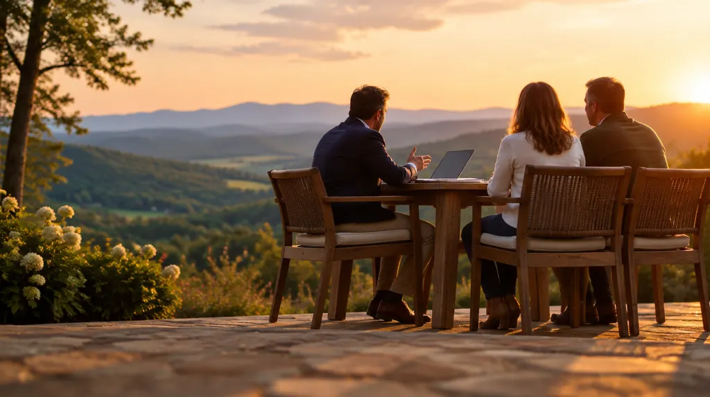A financial advisor meeting a couple at a table in Greenville, SC