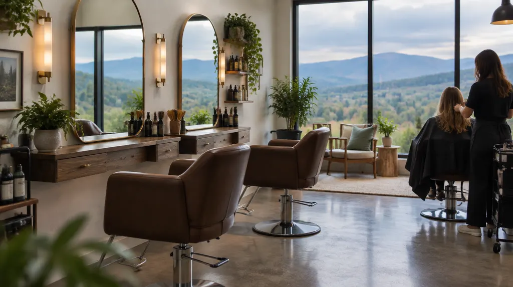 A stylish hair salon with chairs and mirrors in Greenville, SC