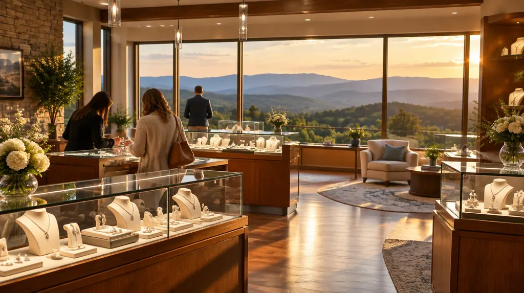 A bright jewelry showroom counter in Greenville, SC