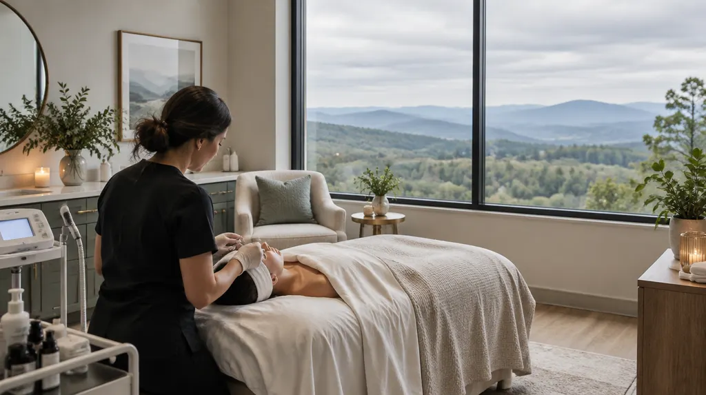An elegant med spa treatment room in Greenville, SC