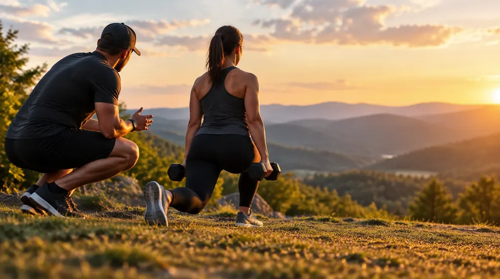 A personal trainer coaching a client with dumbbells in Greenville, SC