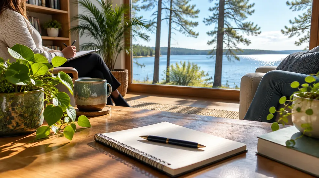 A therapist’s office with plants and a notepad in Greenwood, SC