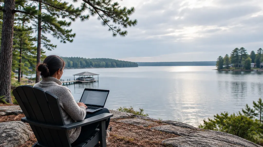 An agent reviewing a policy on a laptop in Greenwood, SC