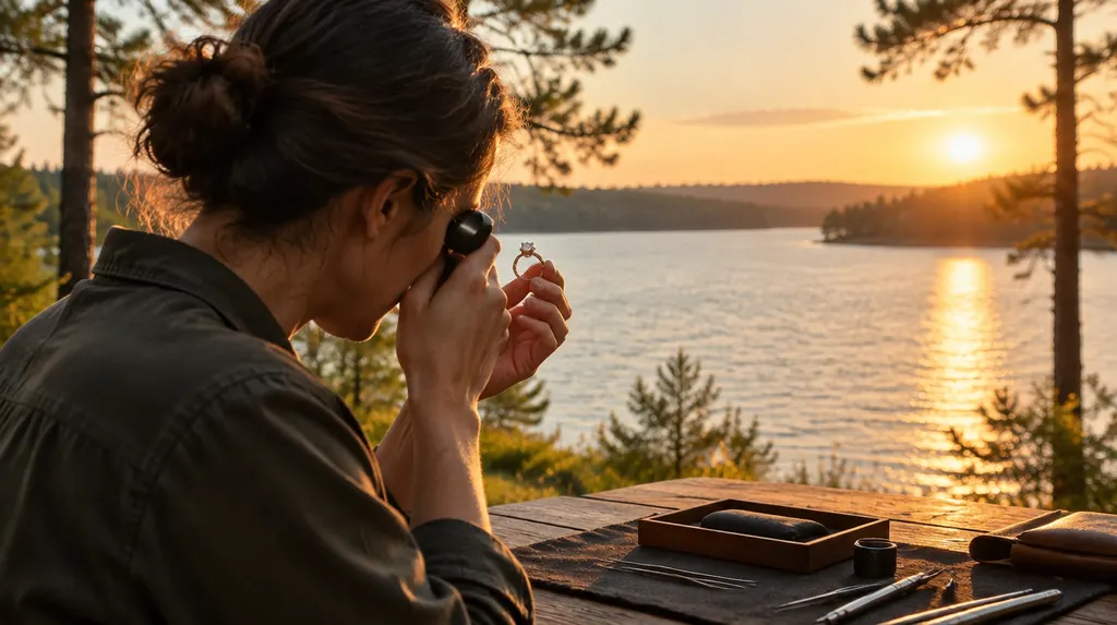 A jeweler examining a ring with a loupe in Greenwood, SC