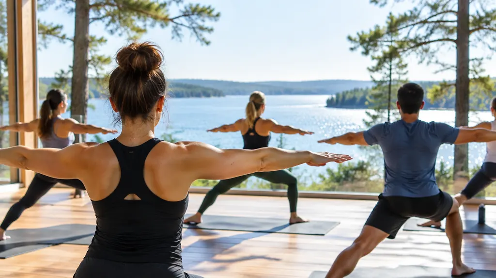 A group fitness class in a studio in Greenwood, SC
