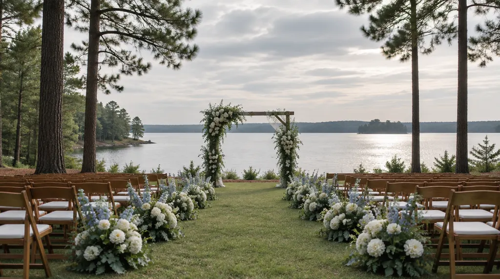 A wedding ceremony aisle with flowers in Greenwood, SC