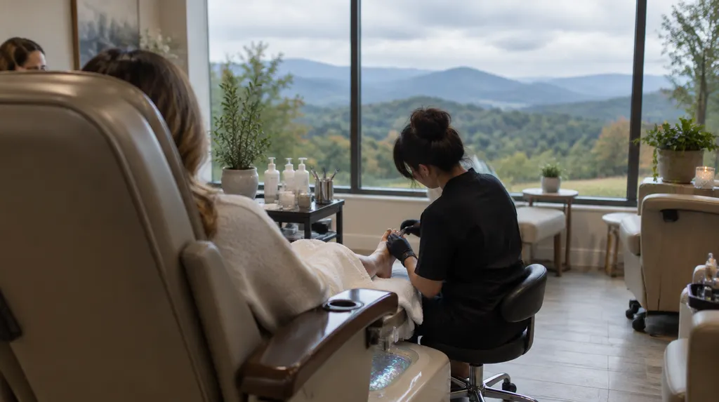 A pedicure spa chair in a clean salon in Greer, SC