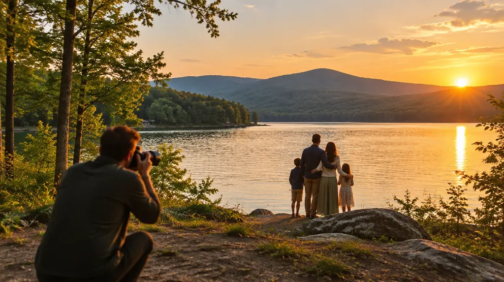 A photographer shooting a family on a beach at sunset in Greer, SC
