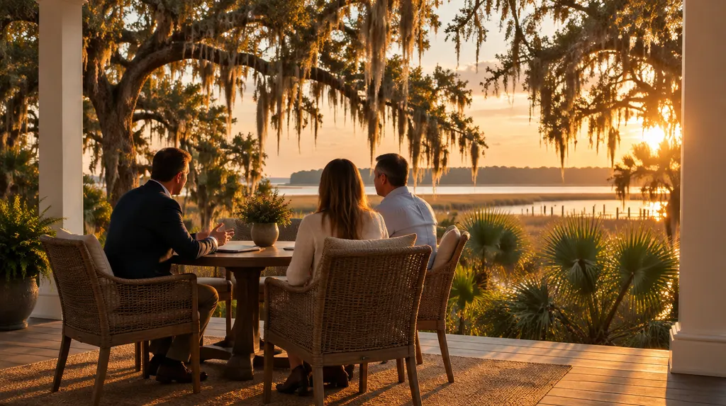 A financial advisor meeting a couple at a table in Hanahan, SC