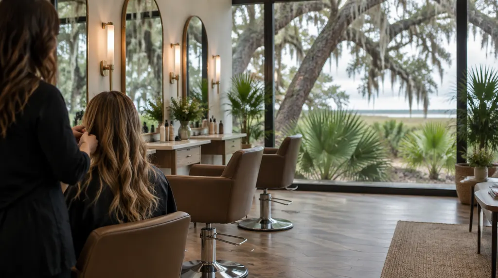 A stylish hair salon with chairs and mirrors in Hanahan, SC