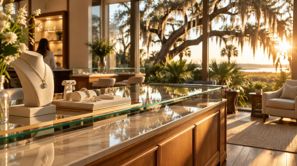 A bright jewelry showroom counter in Hanahan, SC
