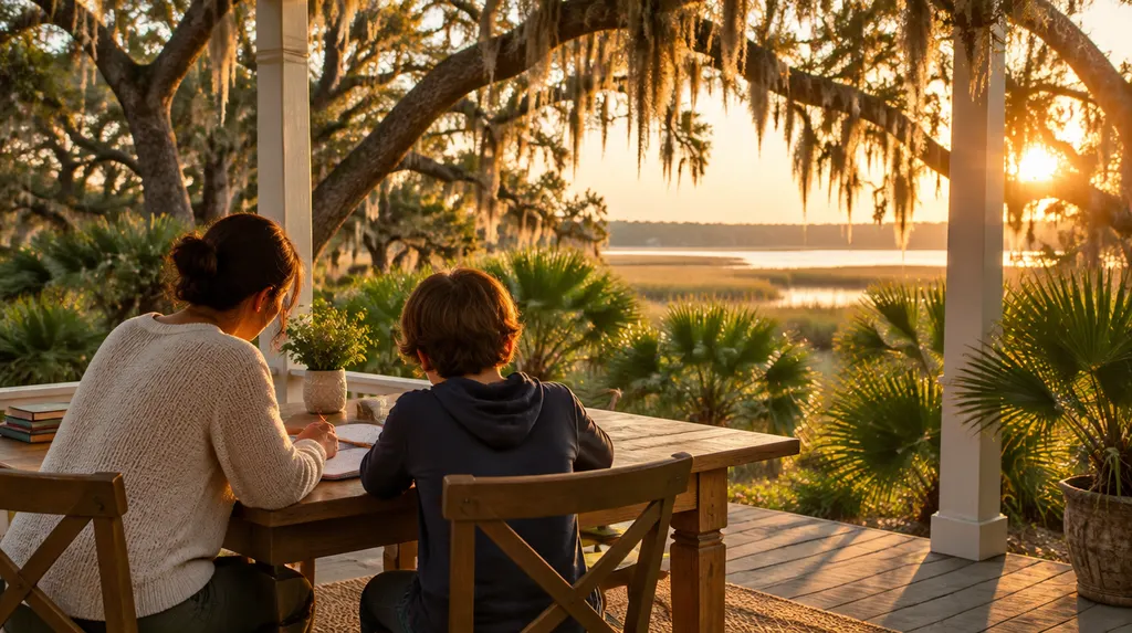 A tutor helping a student with math at a table in Hanahan, SC