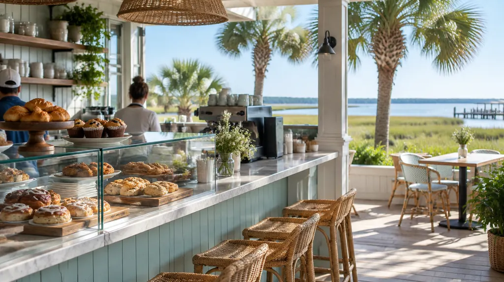A cozy café counter with pastries in Hilton Head Island, SC