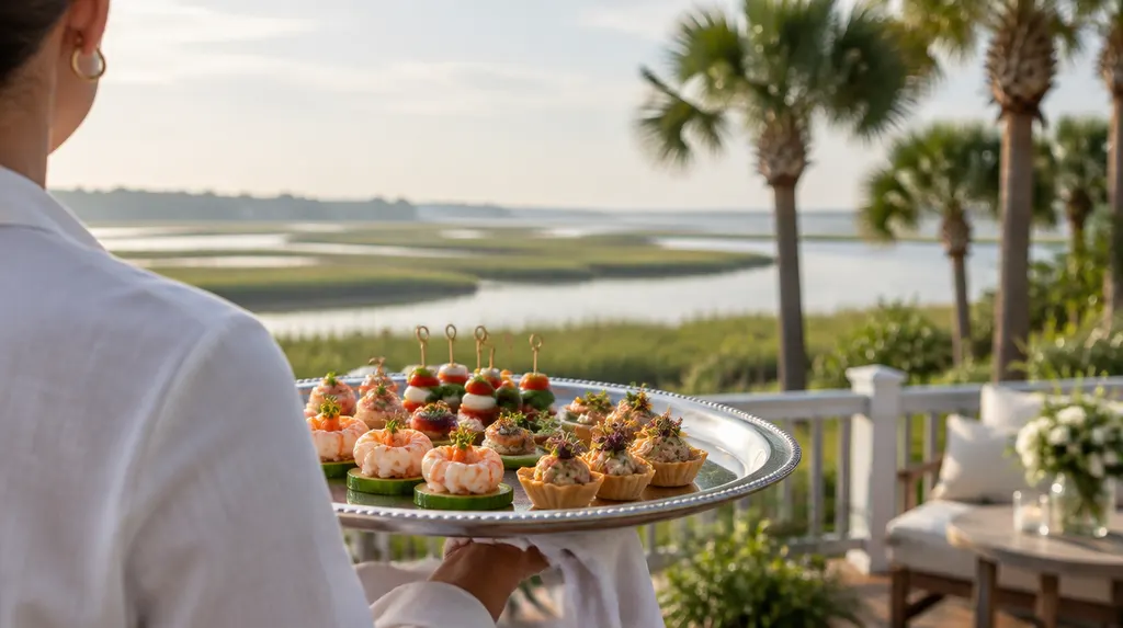 Elegant hors d’oeuvres on a serving tray in Hilton Head Island, SC