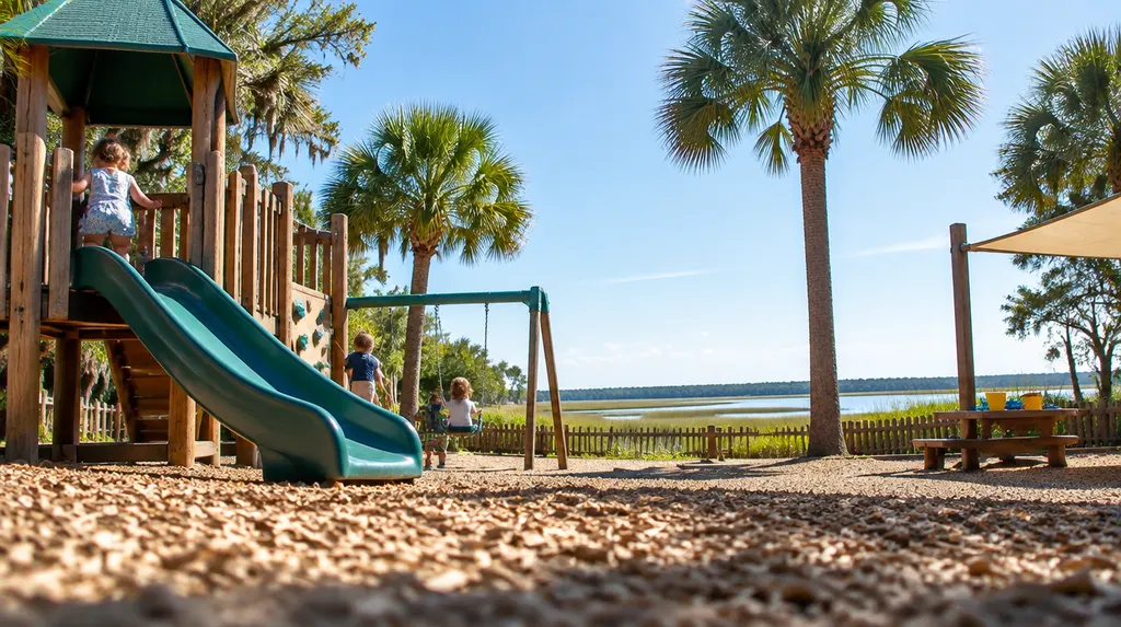 An outdoor playground at a childcare center in Hilton Head Island, SC