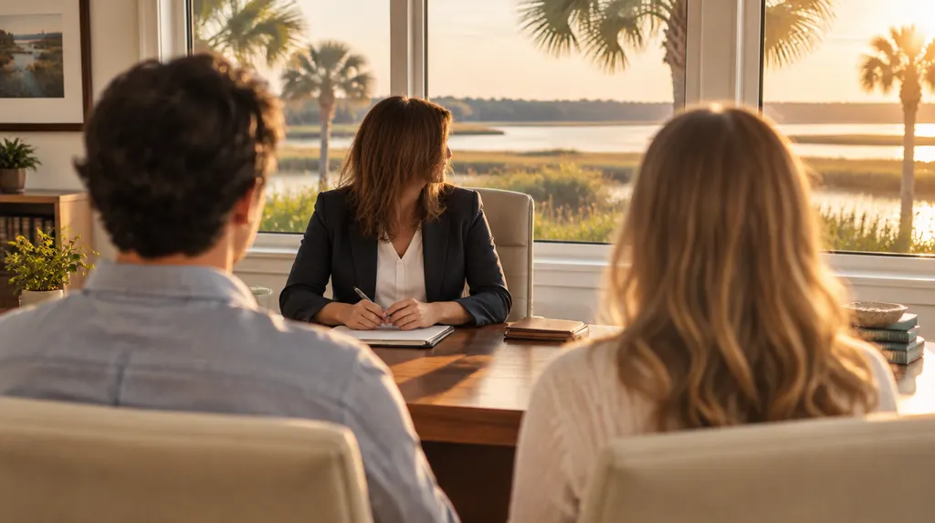 A family lawyer in a calm, bright office in Hilton Head Island, SC