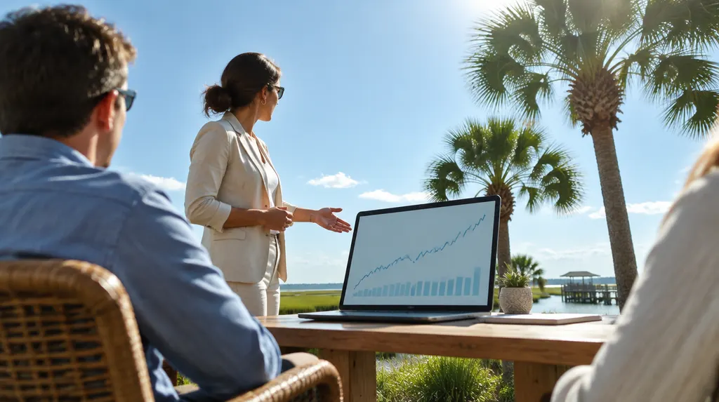 A preparer explaining a return on a screen in Hilton Head Island, SC