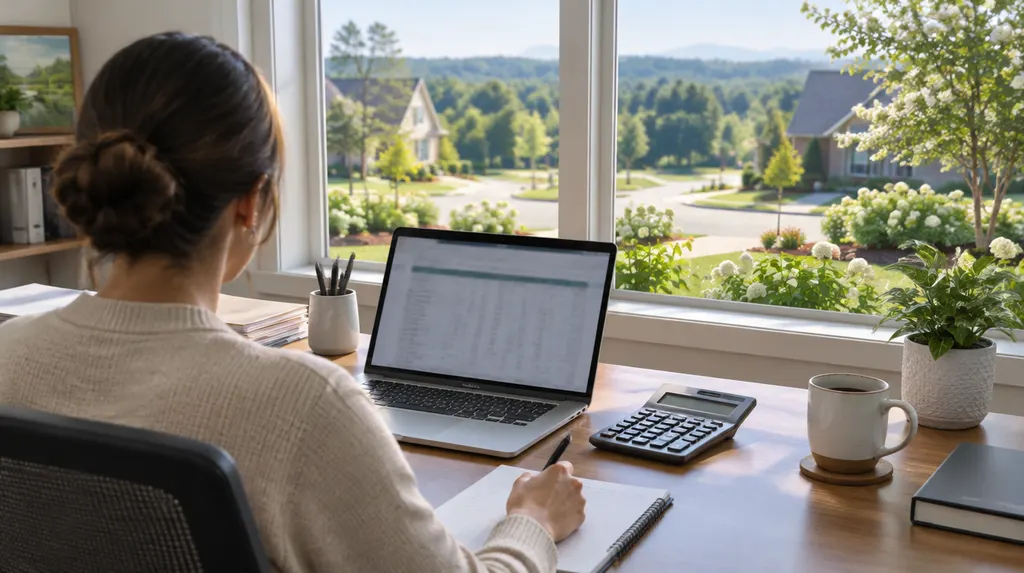 A tidy accounting office with a laptop and calculator in Indian Land, SC