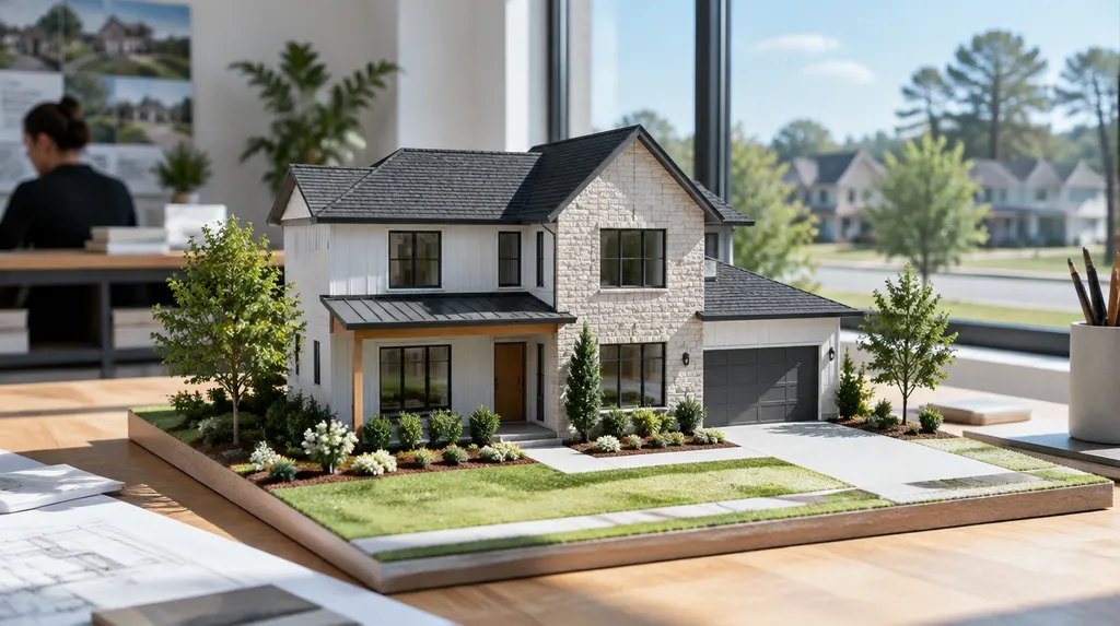 A scale model of a modern house in a studio in Indian Land, SC