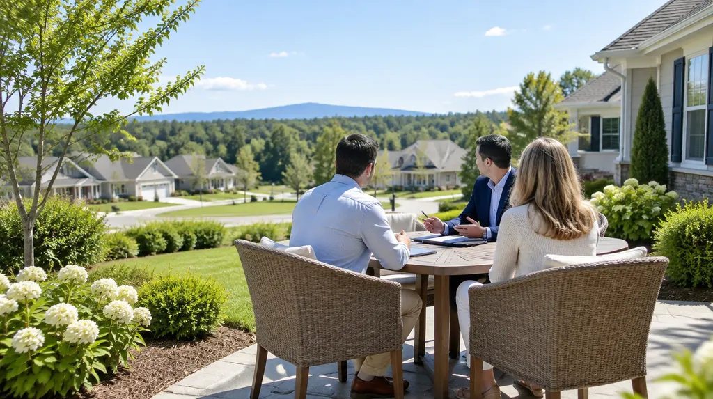 A financial advisor meeting a couple at a table in Indian Land, SC