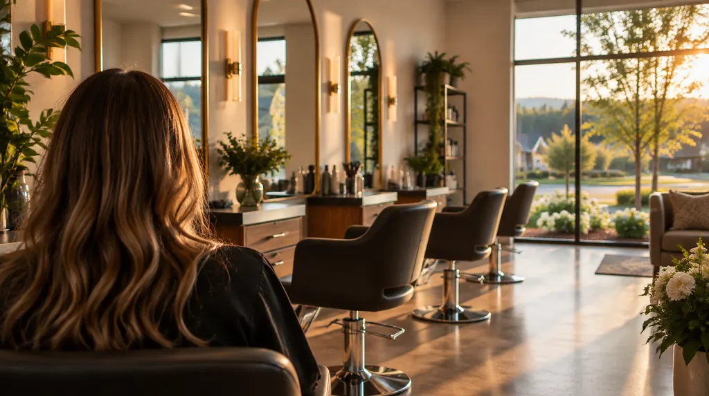 A stylish hair salon with chairs and mirrors in Indian Land, SC