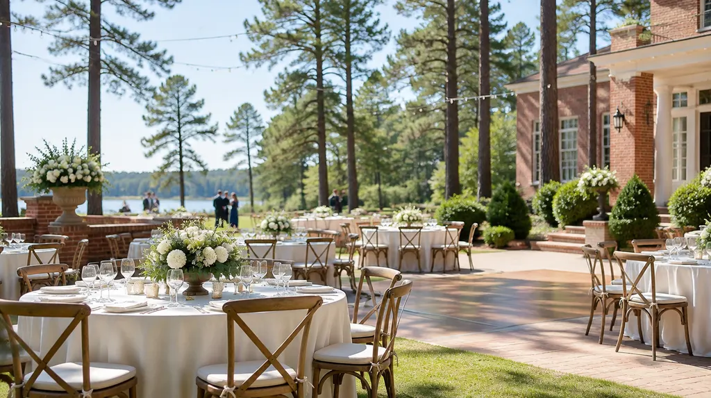An elegant event venue set for a wedding reception in Lexington, SC