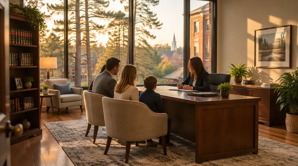 A family lawyer in a calm, bright office in Lexington, SC