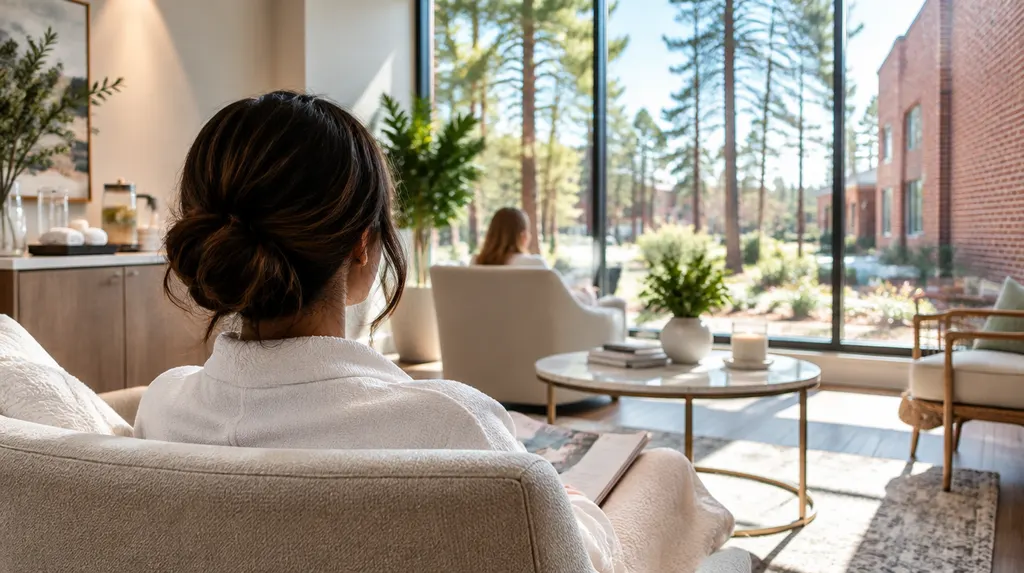 A serene med spa lounge with soft light in Lexington, SC