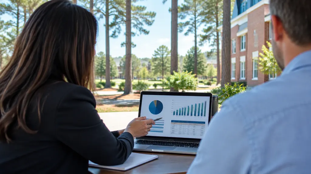 A preparer explaining a return on a screen in Lexington, SC