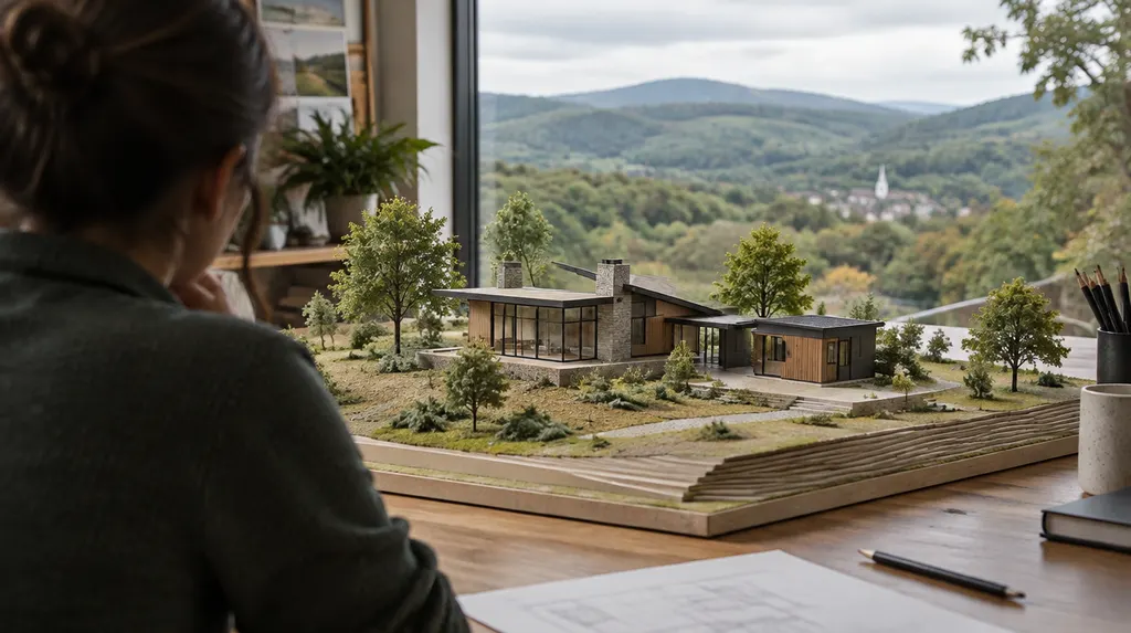 A scale model of a modern house in a studio in Mauldin, SC