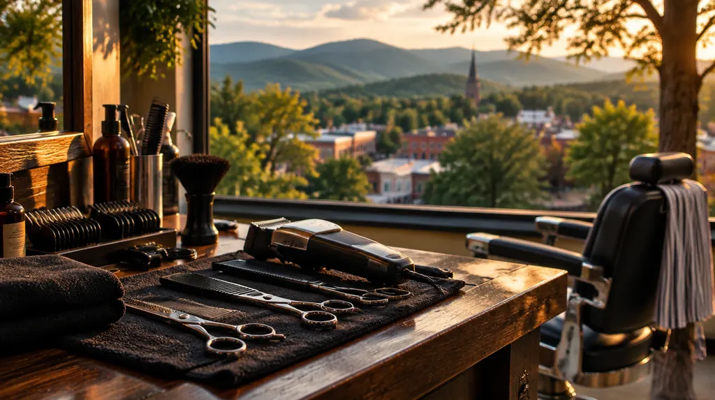 Barber tools laid out on a counter in Mauldin, SC