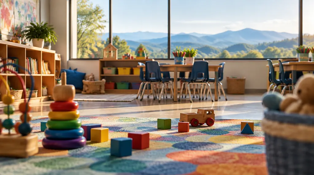 A bright preschool classroom with colorful toys in Mauldin, SC