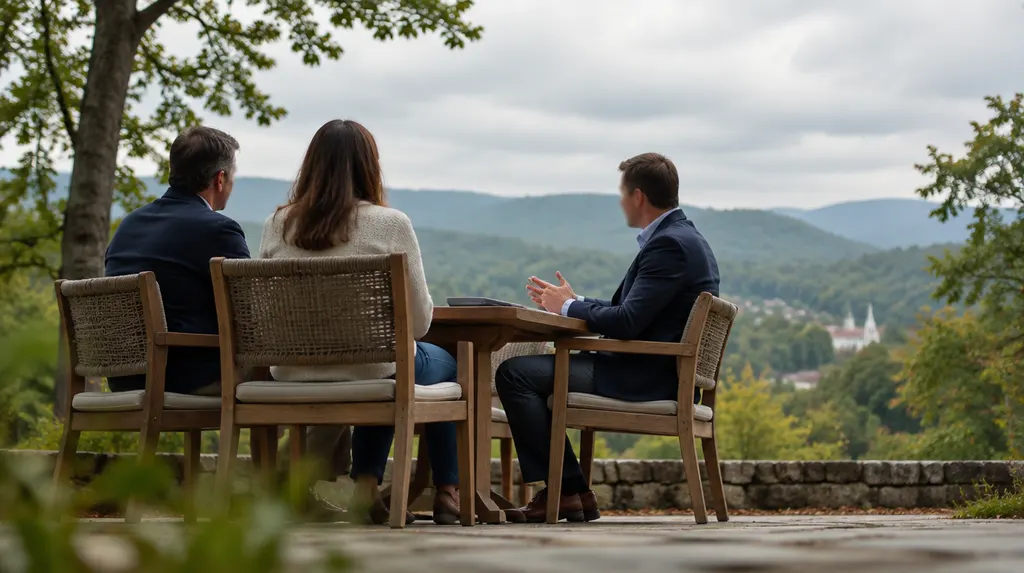 A financial advisor meeting a couple at a table in Mauldin, SC
