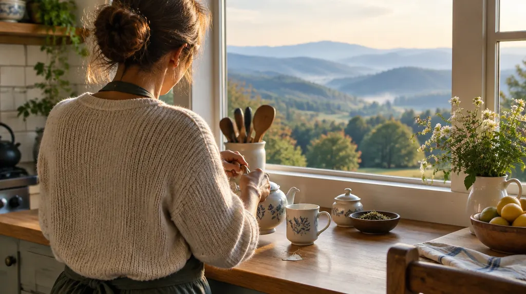A caregiver preparing tea in a cozy kitchen in Mauldin, SC