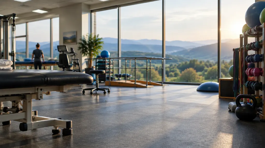 A physical therapy gym with equipment in Mauldin, SC