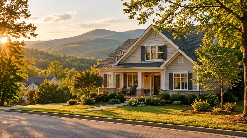 A for-sale home exterior on a sunny street with no sign text in Mauldin, SC