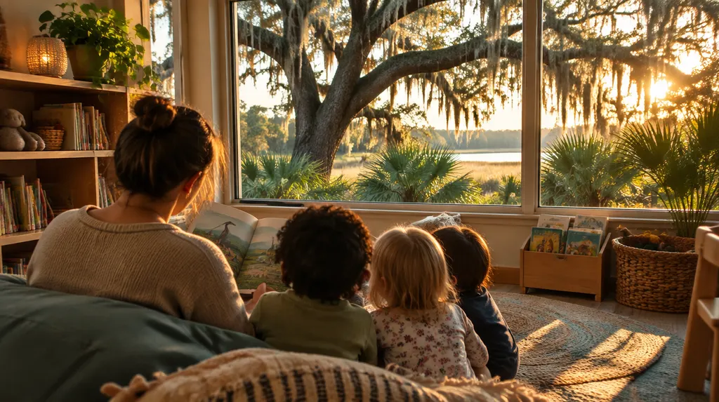 A cozy reading corner in a daycare in Mount Pleasant, SC