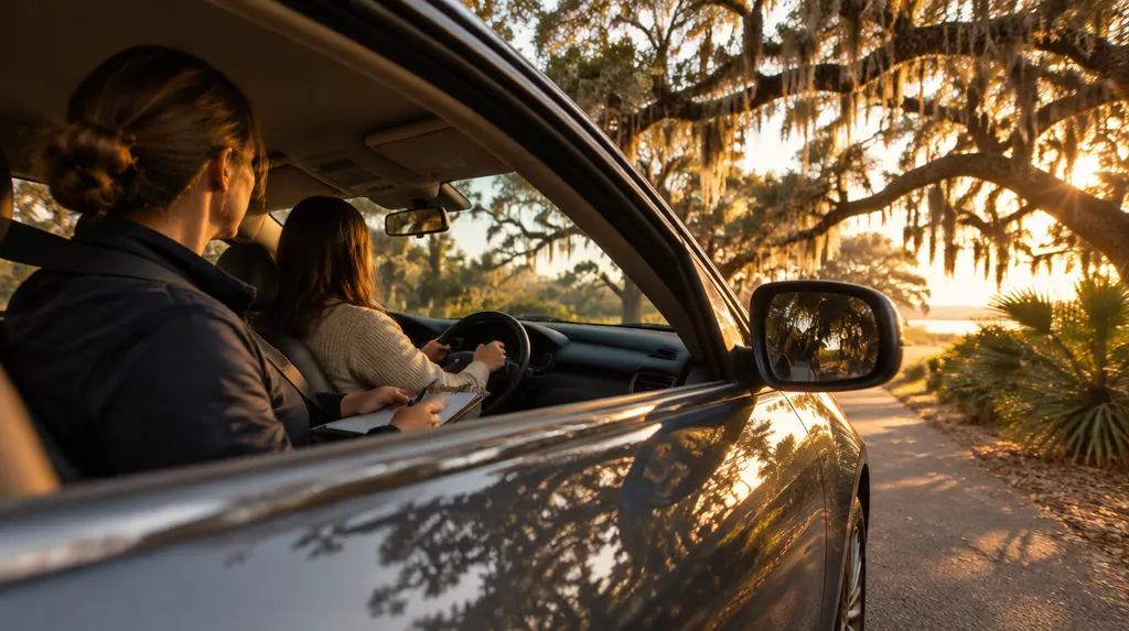 A driving instructor in the passenger seat of a training car in Mount Pleasant, SC
