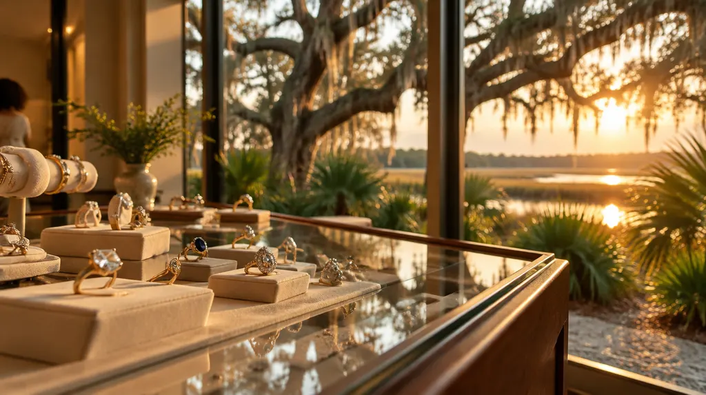 A jewelry display case with rings in Mount Pleasant, SC