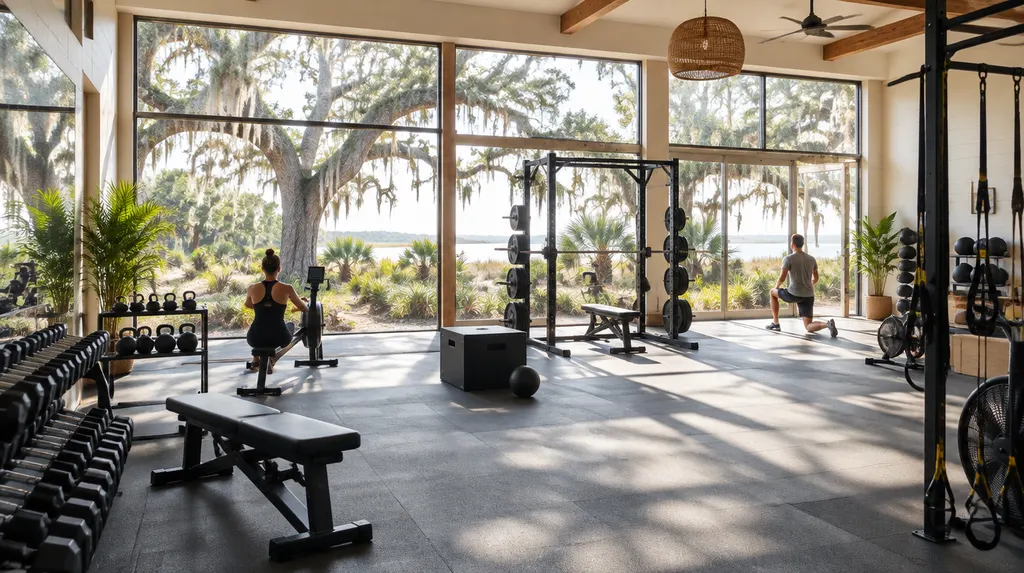 A bright boutique gym with equipment in Mount Pleasant, SC
