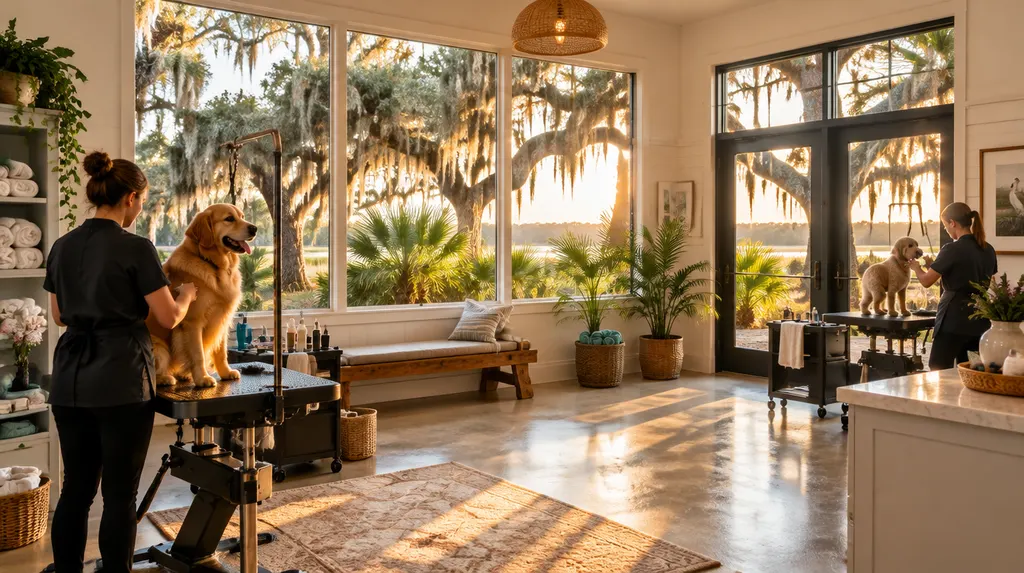 A bright pet grooming salon in Mount Pleasant, SC